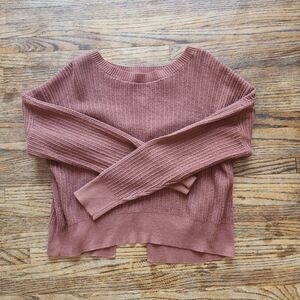 Hippie Rose Women's Knit Open Back Mauve Long Sleeve Sweater Size Large